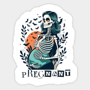 Womens Skeleton Pregnant Xray Rib Cage Halloween Sticker